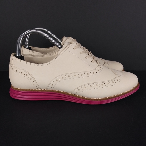 Cole Haan Shoes - Cole Hann Original Grand Oxford Leather Shoes White Pink Women's Size 8 B